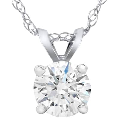 1 1/4ct Lab Created Diamond Round Solitaire Pendant White Gold