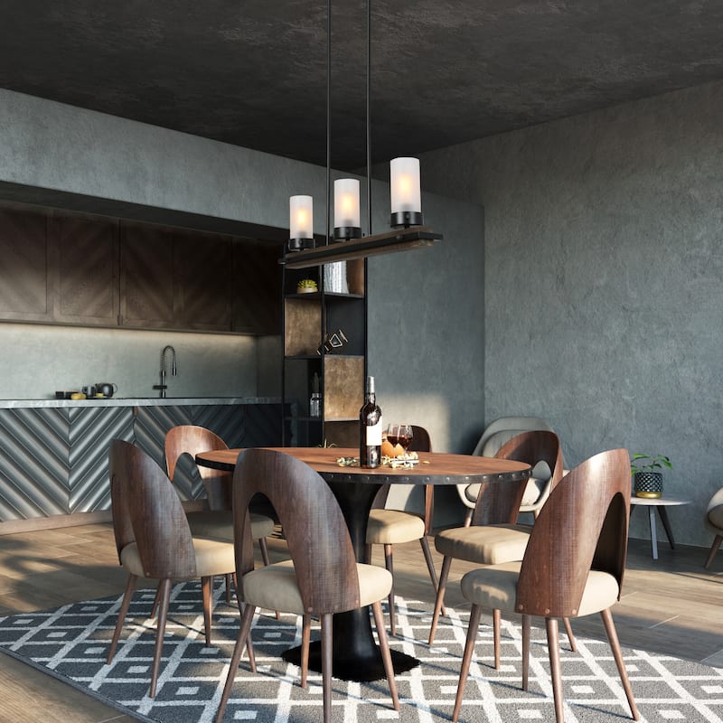 Modern Farmhouse 3-Light Linear Chandelier Pendant Light for Kitchen Island - L28.5"x W4.5"x H 9.5"