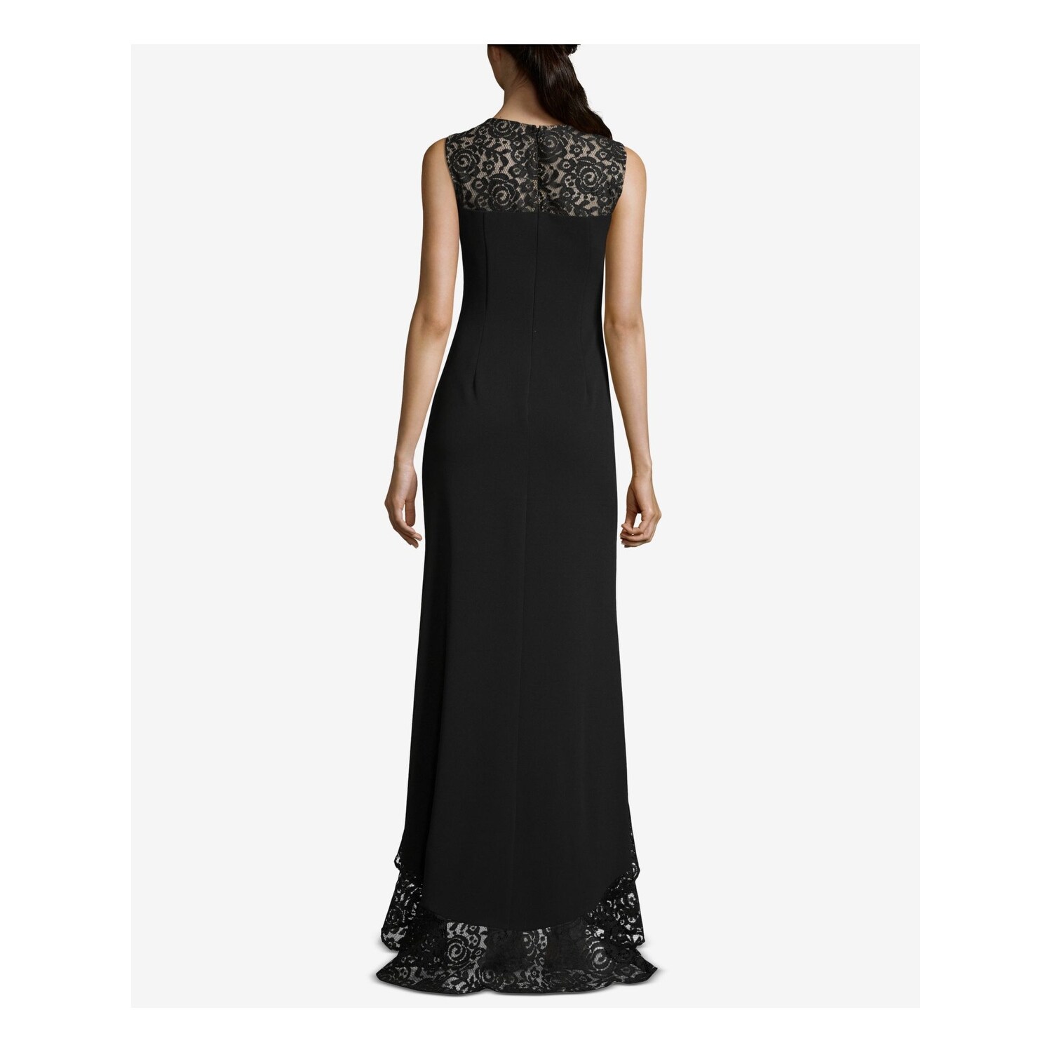 betsy & adam beaded bodice hi low ball gown