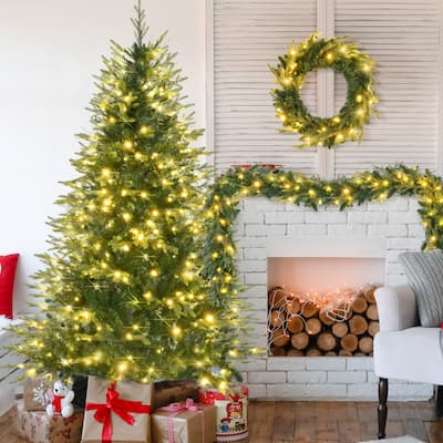 6FT Pre-Lit Aspen Fir Artificial Christmas Tree with 380 Multi-Color LED Lights
