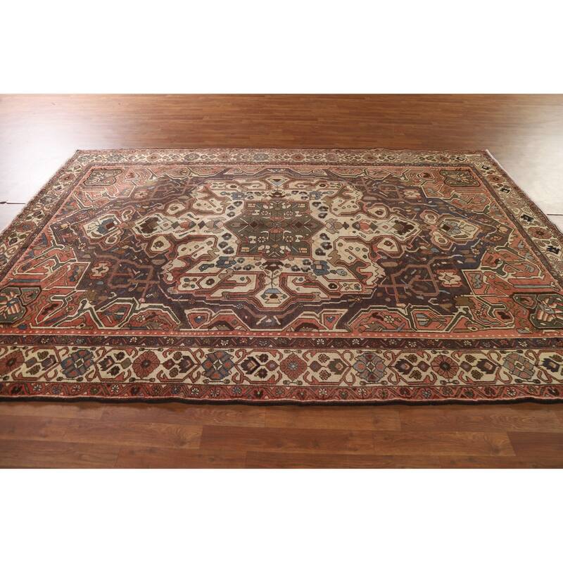 Traditional Bakhtiari Persian Vintage Rug Handmade Beige Wool Carpet - 7'1"x 10'2"
