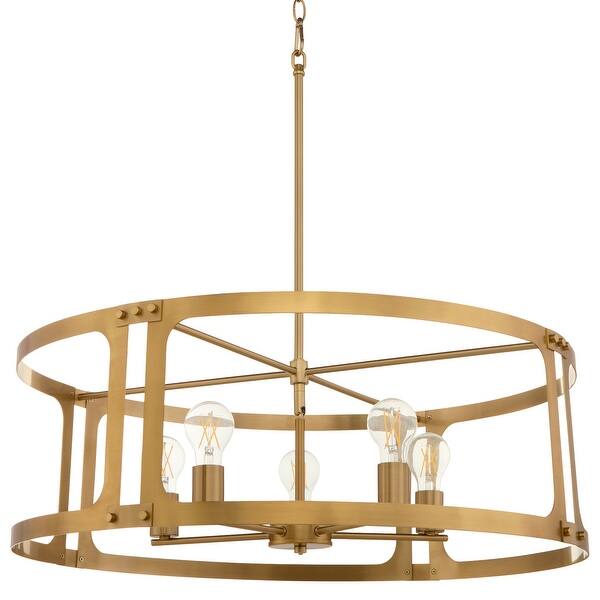 slide 2 of 9, Quorum International 8231-5 Colburn 5 Light 29" Wide Pendant Brushed Brass