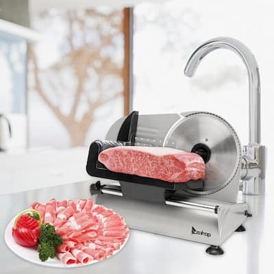 ZOKOP 110V/150W 7.5"Home Semi-automatic Stainless Steel Deli Food Slicer Belt/ Gear Cutter