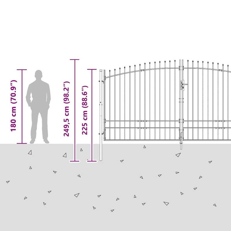 vidaXL Double Gate with Lock Grey 400 x 199.5 cm Steel