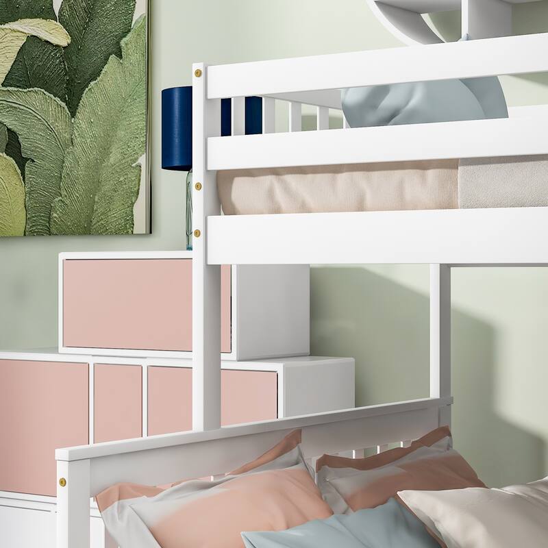 Bunk Bed with 2 Drawers and Staircases