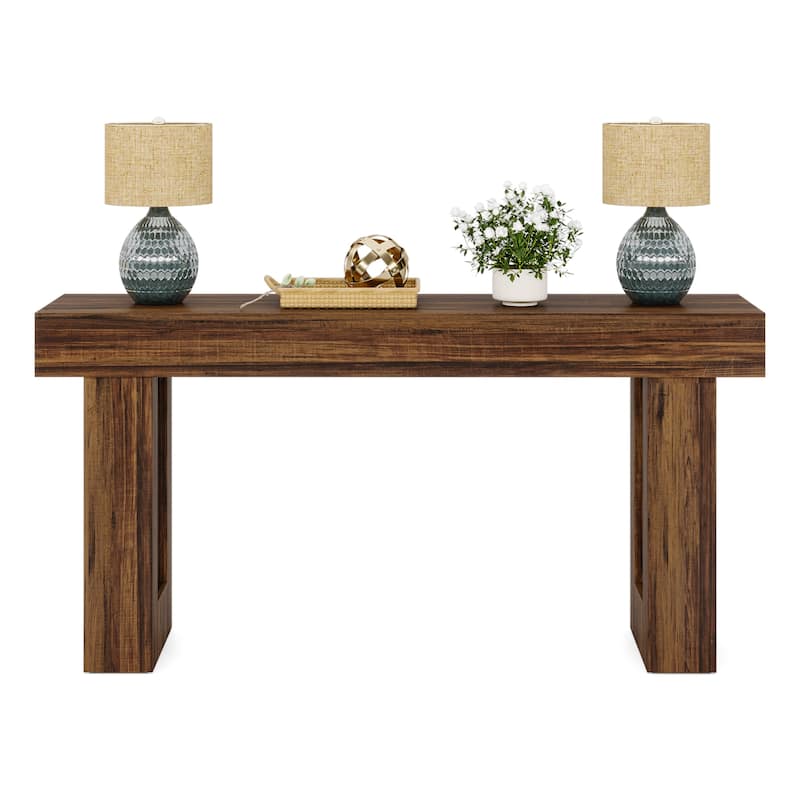 63-Inch Farmhouse Wooden Sofa Console Entryway Table for Living Room