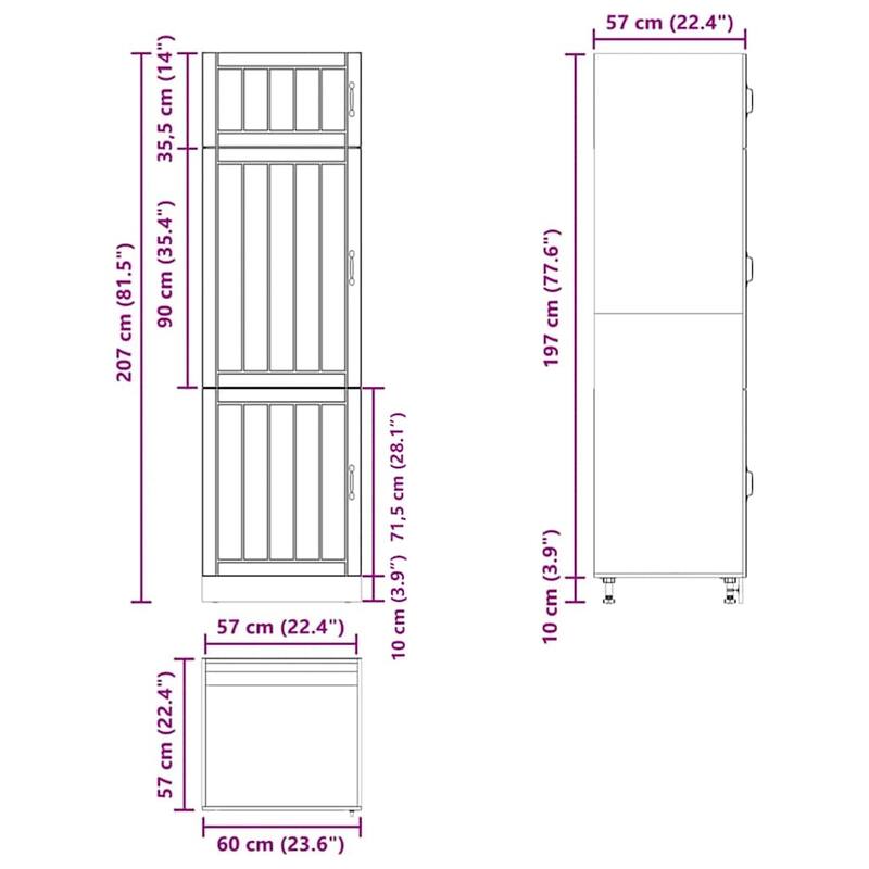 vidaXL Kitchen Cupboard Brown oak Engineered wood Tall Adjustable Feet - 22.4 x 23.6 x 81.5