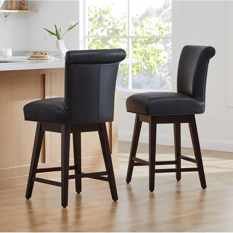 Spruce & Spring Noah Upholstered 26-inch Counter Height Swivel Barstool Set