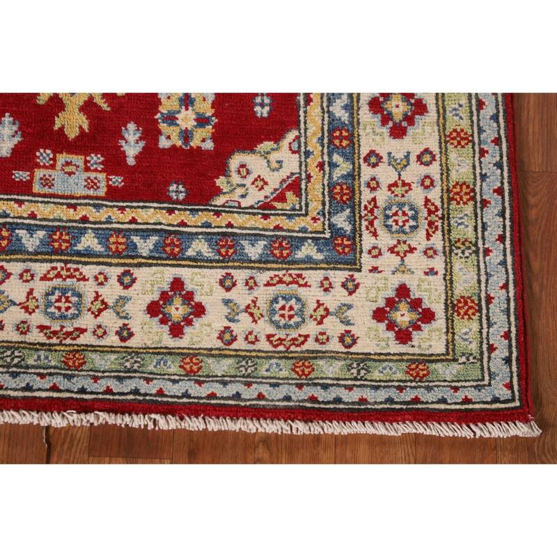 Traditional Kazak Oriental Accent Rug Hand-Knotted Red Wool Carpet - 3'3"x 4'10"