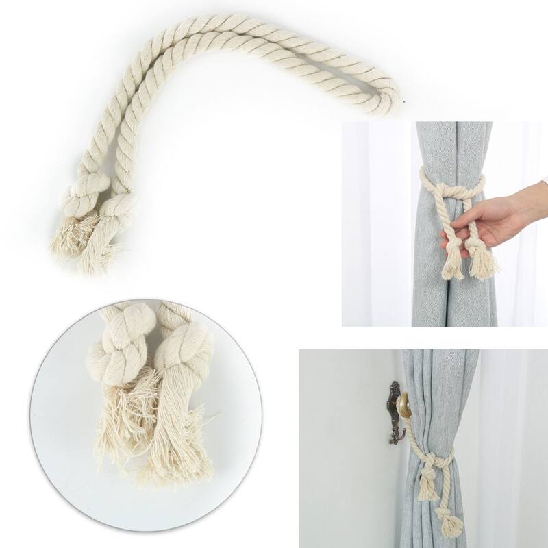 4pcs Curtain Holdback 37" Tieback Drapery Decor Rope Curtain Holders - Beige - 0.4" x 37"
