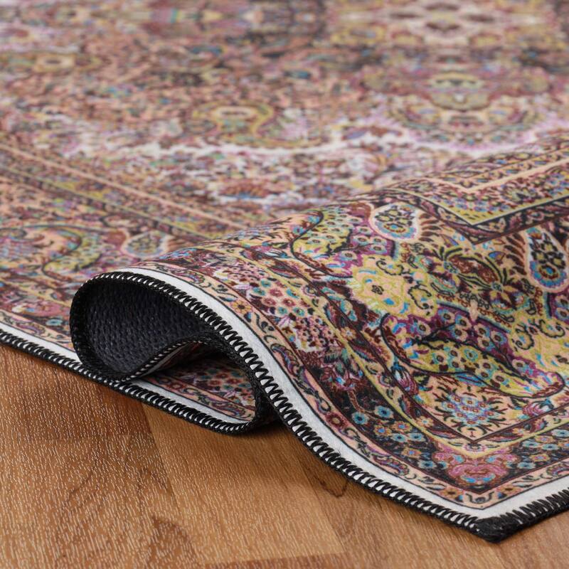 Superior Flamingo Medallion Machine Washable Indoor Area Rug or Runner