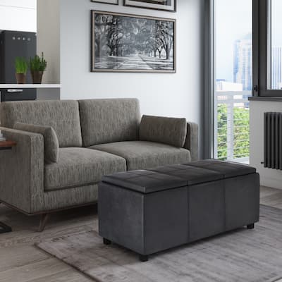 WYNDENHALL Franklin 42-in. Wide Contemporary Rectangular Storage Ottoman