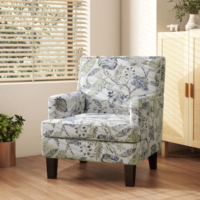 Mid-Century Accent Chair with Floral Pattern Armchair