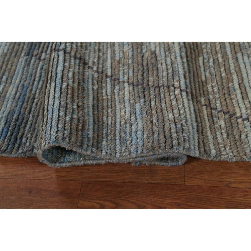 All-Over Trellis Striped Moroccan Area Rug Handmade Wool Carpet - 8'3"x 11'4"