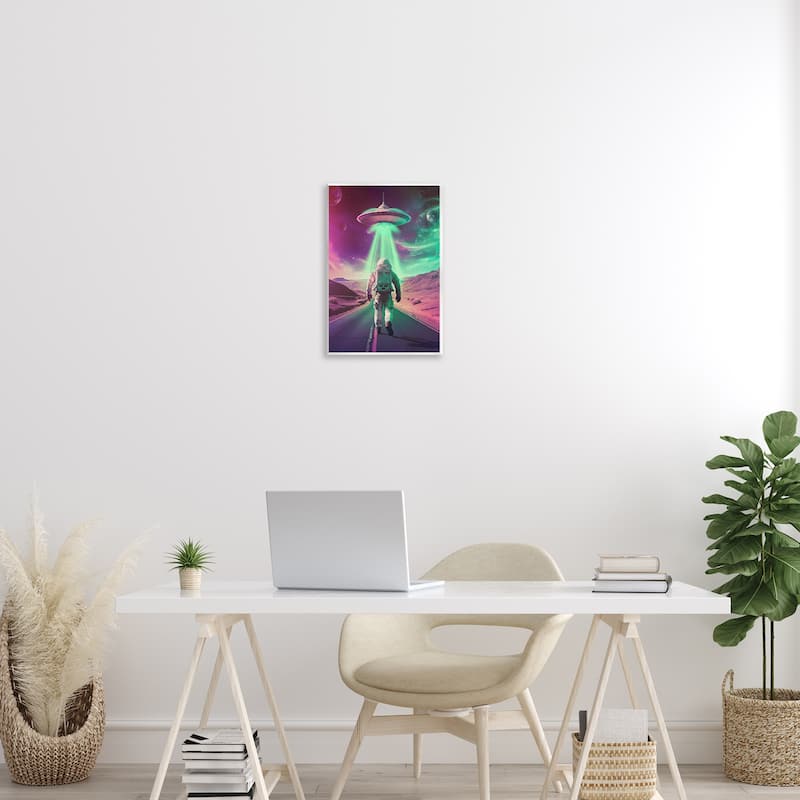 Stupell Astronaut Walking Toward UFO Wall Plaque Art Design By Wumples