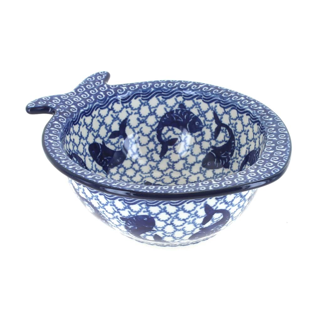 Blue Rose Polish Pottery E14 Ceramika Artystyczna Fish Bowl