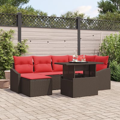 vidaXL 7 Piece Garden Sofa Set with Cushions - 91.0×48.6×27.2
