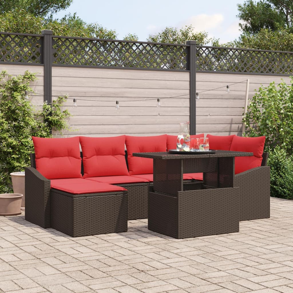 vidaXL 7 Piece Garden Sofa Set with Cushions - 91.0×48.6×27.2