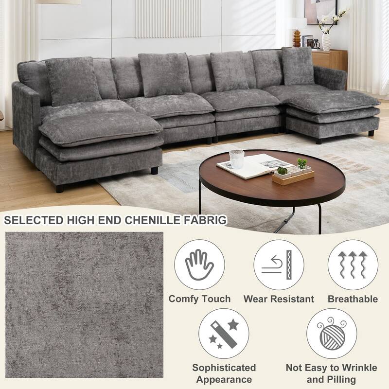 Velvet Loveseat Sofa, Lounge Sofa with High-Density Sponge Cushion, Sectional Sofa with Removable Ottoman