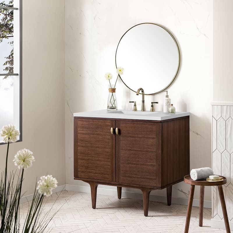 James Martin Vanities Amberly 36" Single Vanity, Mid-Century Walnut