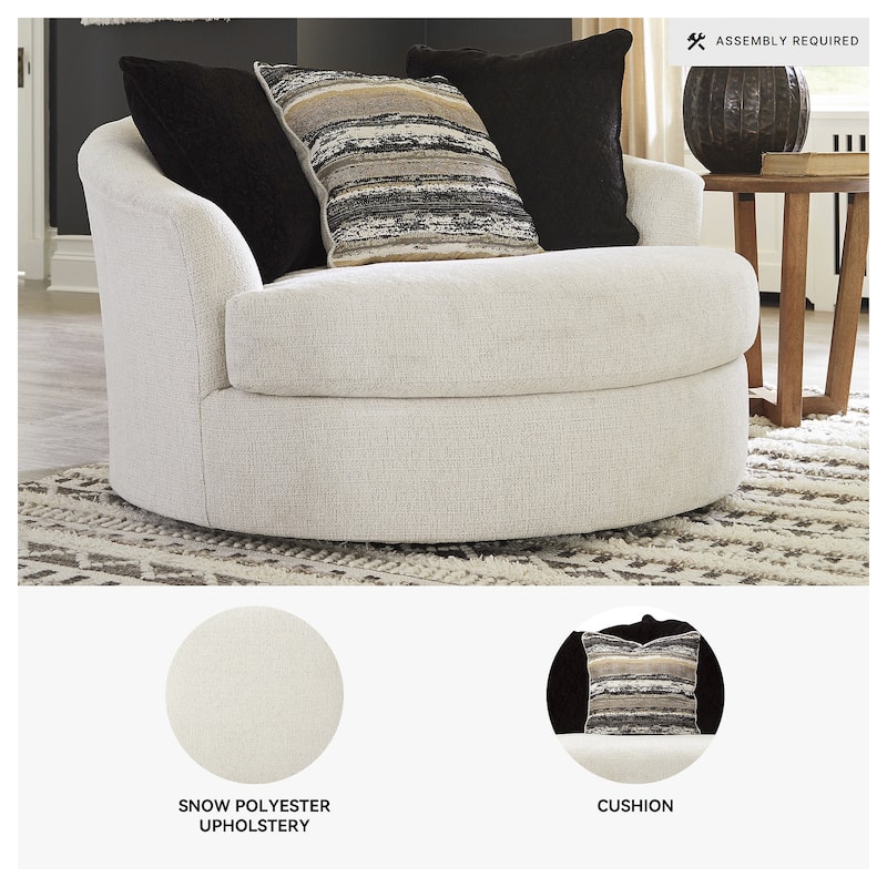 Signature Design by Ashley Cambri White Oversized Round Swivel Chair - 58"W x 54"D x 39"H