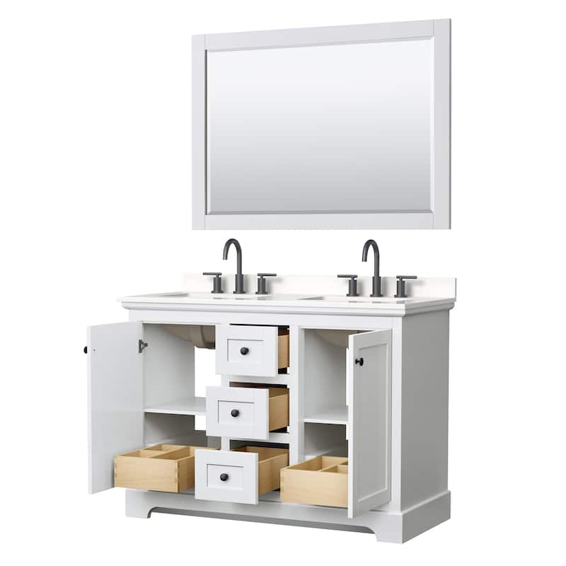 Avery 48-inch Double Vanity, Quartz Top, 46-inch Mirror