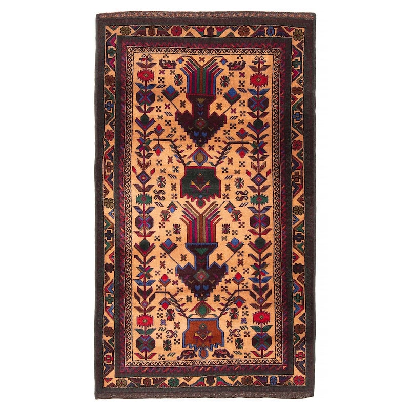 Teimani Brown Rug 2'9" x 4'11" - 2'9 x 4'11 - Light Brown - 2'9 x 4'11