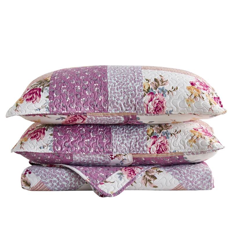3-piece Striped Quilt Set Reversible Coverlets Bedding Set