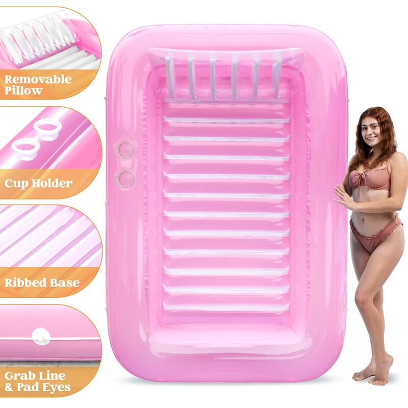 XL Inflatable Tanning Pool Lounge Float,85"x 57"Extra Large Sun Tan Tub Adult Pool Floats Raft for Pool Sunbathing Suntan Blow