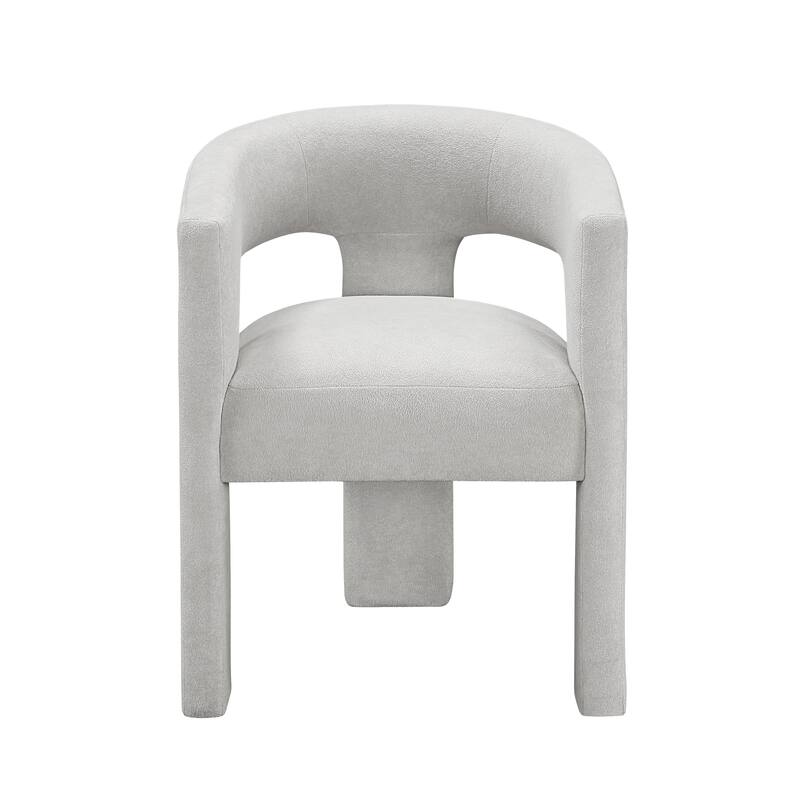 Modern Luxury Dining Furniture Elegant Side Chairs Set of 2 Light Gray Soft Boucle Fabric Plush Upholstery Comfortable