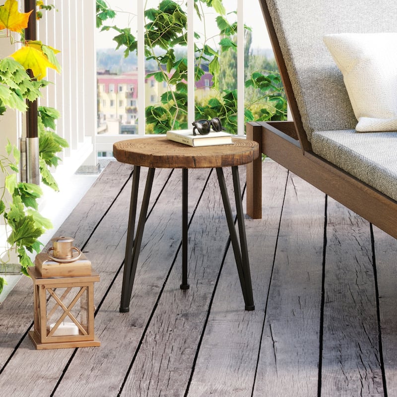 VENTOPYR MGO Faux Wood Outdoor Round Side Coffee Table