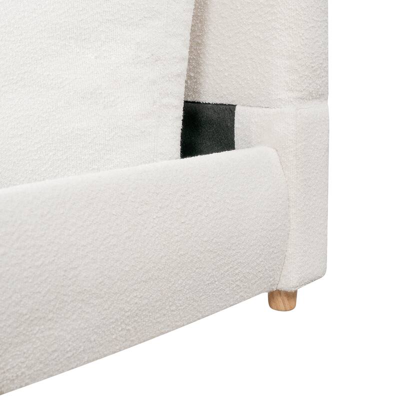 Christopher Knight Home - Charlotte Upholstered Boucle Platform Bed with Removable Pillow Headboard