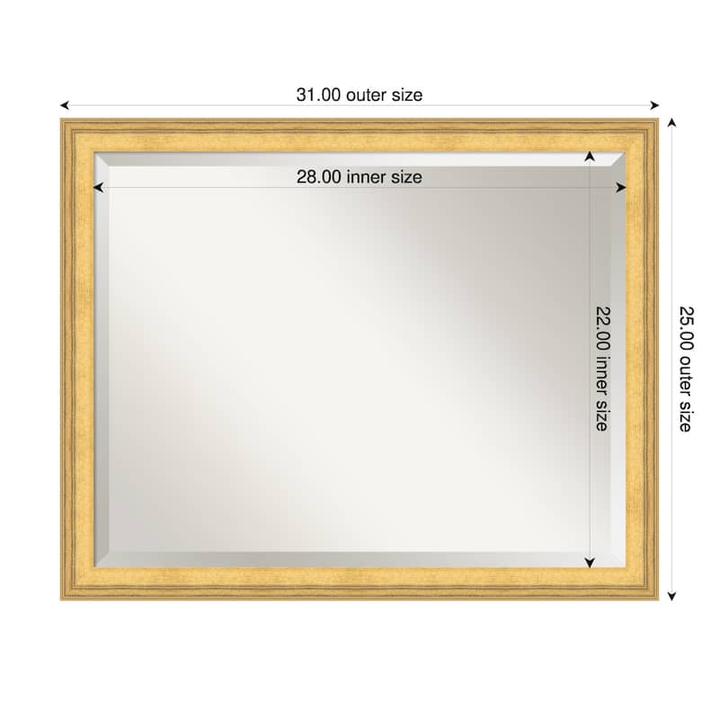 Owen Gold Beveled Wood Framed Bathroom Vanity Wall Mirror - Owen Gold - 31 x 25 in