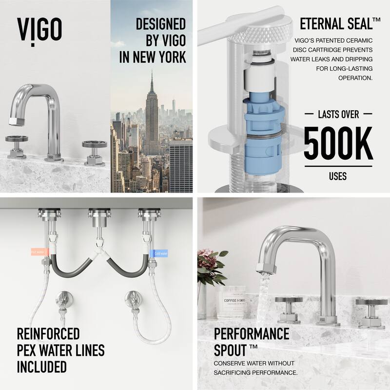 VIGO Hart 7" H 2-Handle Widespread Bathroom Faucet