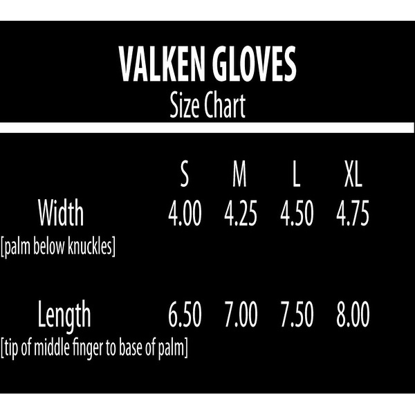 Valken Size Chart