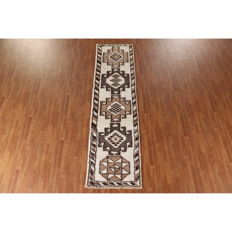 Plush Anatolian Natural Dye Runner Rug Hand-knotted Wool Carpet - 2'11"x 10'11"