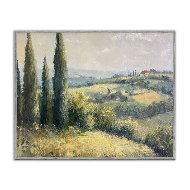 Stupell Rolling Hills Country View Framed Giclee Art Design By Petal Prints Design - 20 x 16 - Grey