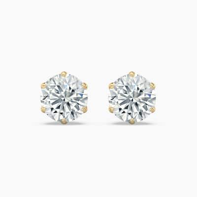 Auriya 14k Gold Lab-Grown Round Diamond Stud Earrings | (0.50-4.00 ct. tw) (6-Prong Crown Push-Back) (F-G VS)