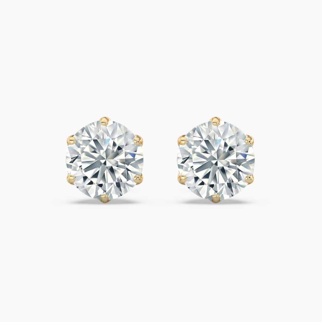 Auriya 14k Gold Lab-Grown Round Diamond Stud Earrings | (0.50-4.00 ct. tw) (6-Prong Crown Push-Back) (F-G VS)