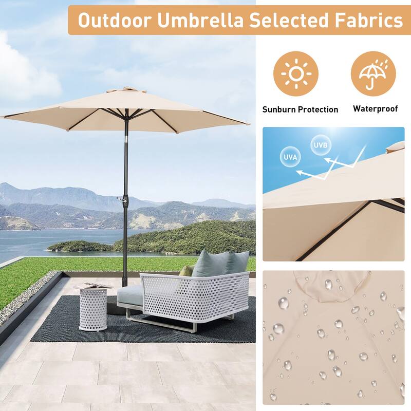 9ft Outdoor Patio Umbrella 6 Ribs with Tilt & Crank.