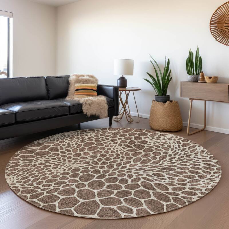 Premium Washable Super Soft Contempory Prints Mayfield Rug - Brown - 8' x 8'