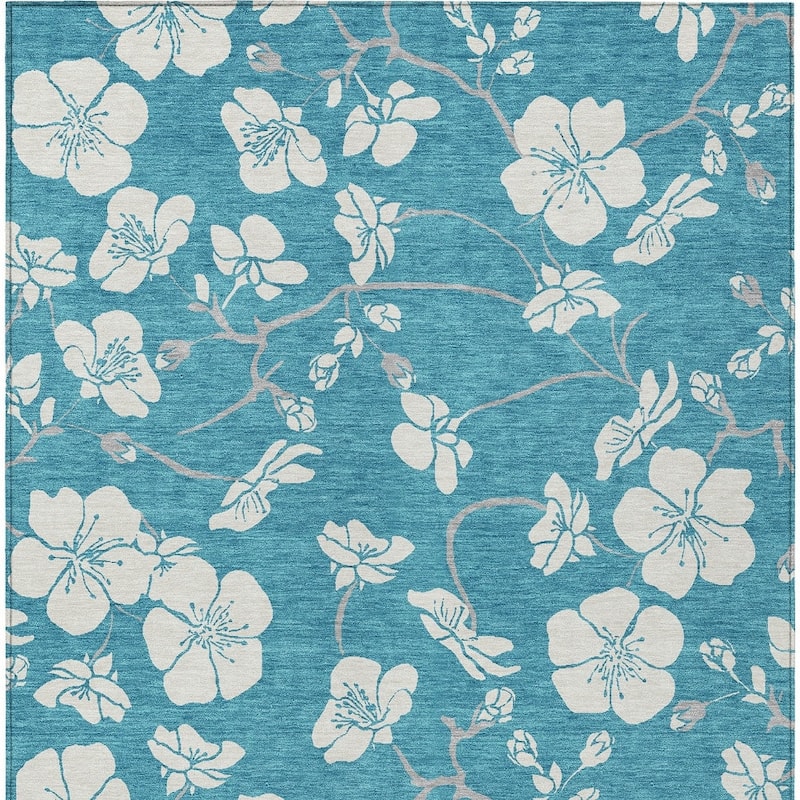 HomeRoots Floral Transitional Rectangle Outdoor Rug