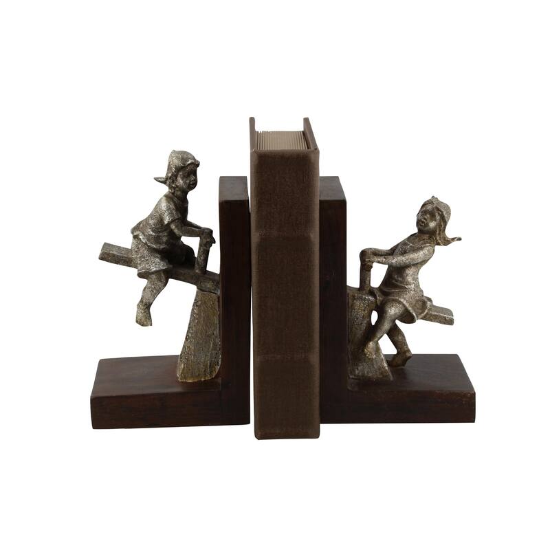 Polystone People Decorative Bookends with Swing Set - Set of 2 Brown - Roche River Decor