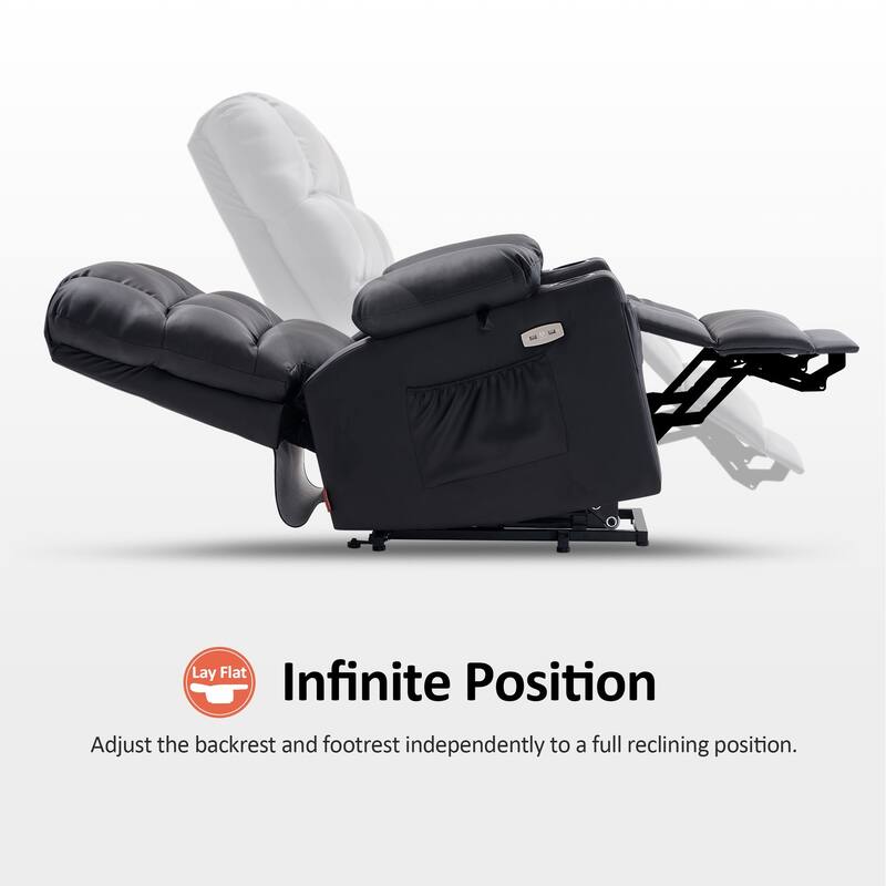 MCombo Medium Dual Motor Power Lift Recliner Chair with Massage and Heat for Elderly People, Faux Leather 7679