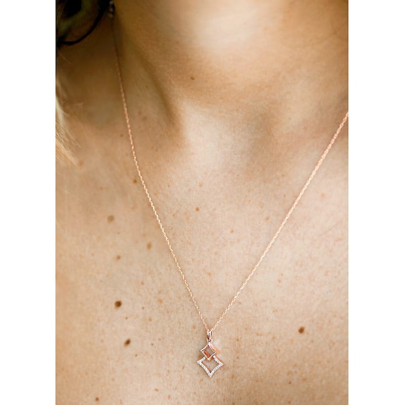 Kobelli Natural Diamond Solid 10k Gold Geometric Kites Rhombi 18" Necklace