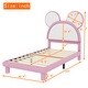 preview thumbnail 4 of 6, Twin Size Upholstered Platform Bed with Cartoon Ears Shaped Headboard