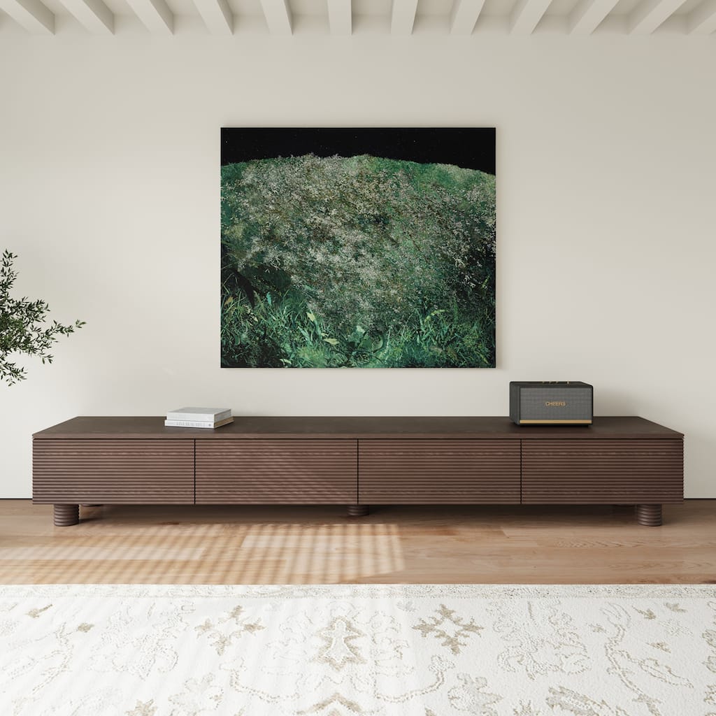 78.74 Mid Century Modern TV Stands, Dark Brown Solid Wood Media Consoler, Fully assembled