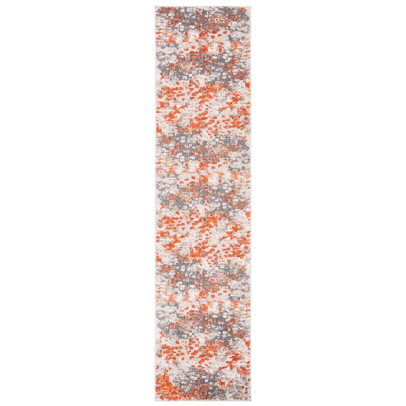 SAFAVIEH Madison Gudlin Modern Abstract Watercolor Rug - 2' 2" x 14' - Grey/Orange - Runner