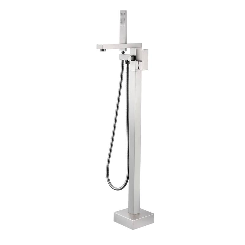 Freestanding Tub Faucets With Hand Shower Floor Mount Bathroom Bathtub Faucets Single Handle High Flow Tub Filler