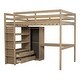preview thumbnail 5 of 13, Full Size Loft Bed with Built-in Wardrobe and Desk, Solid Wood Loft Bedframe with Storage Shelves, Drawers and Ladder